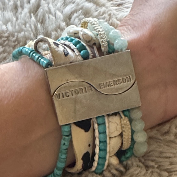 Victoria Emerson Turquoise and Cream Bracelet Set - Picture 3 of 7